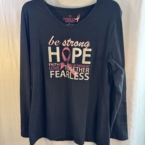 Susan G. Komen Hope Long Sleeve T-Shirt Black XL Breast Cancer Awareness
